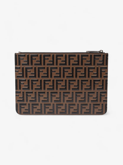 Fendi Monogram Clutch Bag BRown Leather