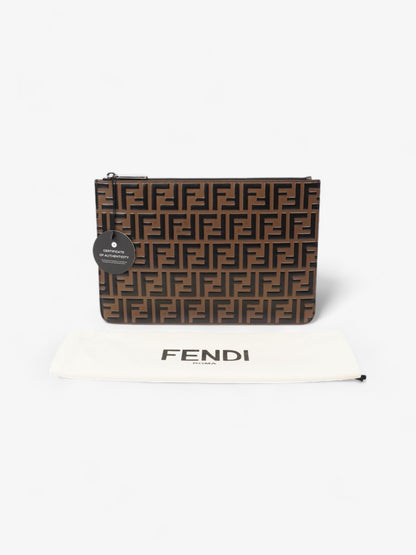 Fendi Monogram Clutch Bag BRown Leather