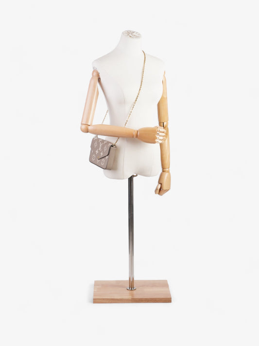 Louis Vuitton Felicie Pochette Tourterelle Gray / Cream Empreinte Leather