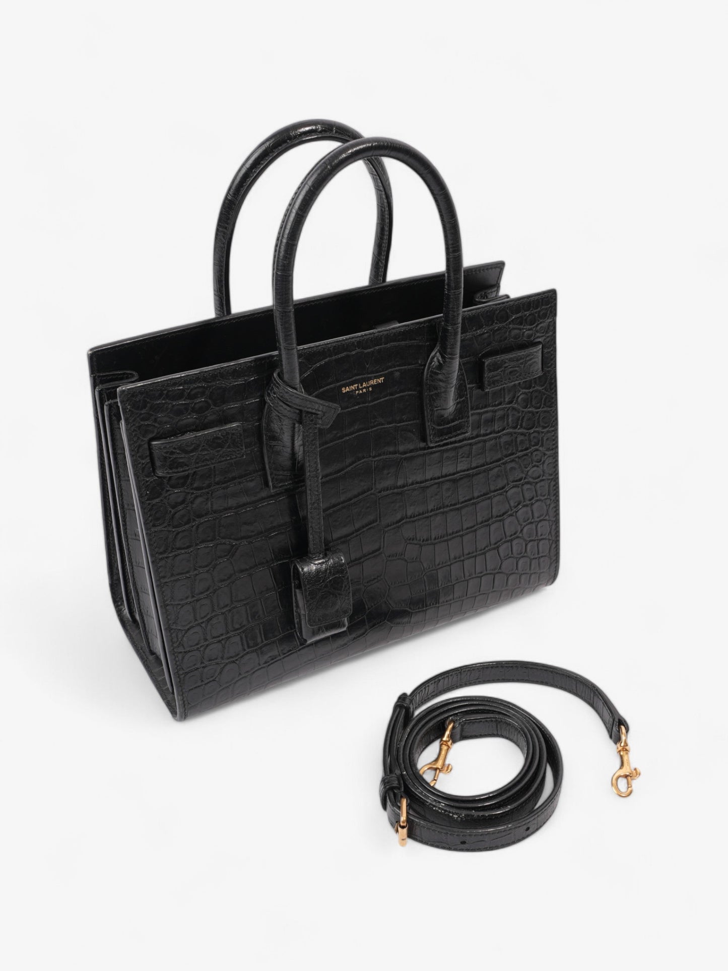 Saint Laurent Sac De Jour Black Embossed Leather Baby
