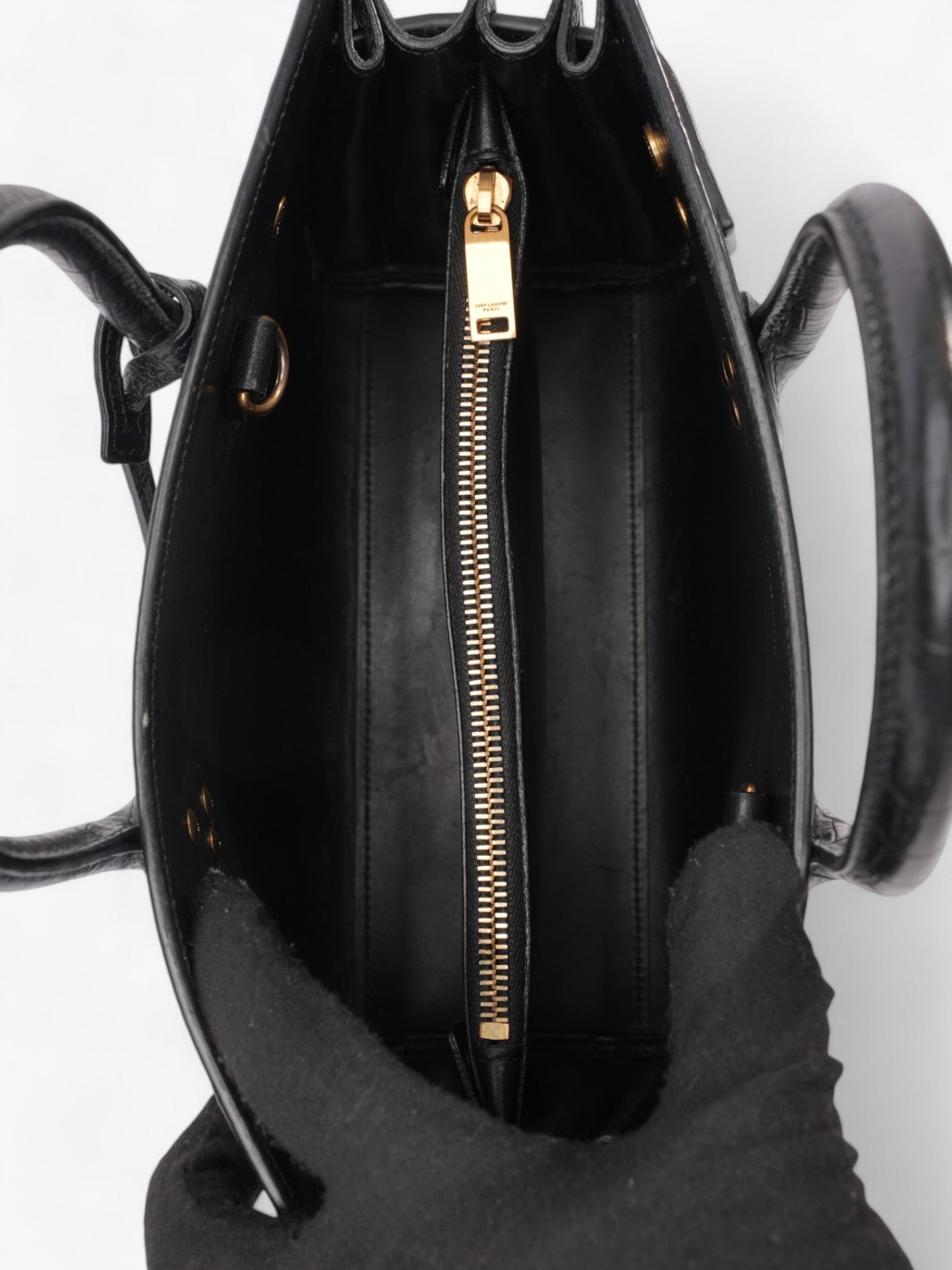 Saint Laurent Sac De Jour Black Embossed Leather Baby