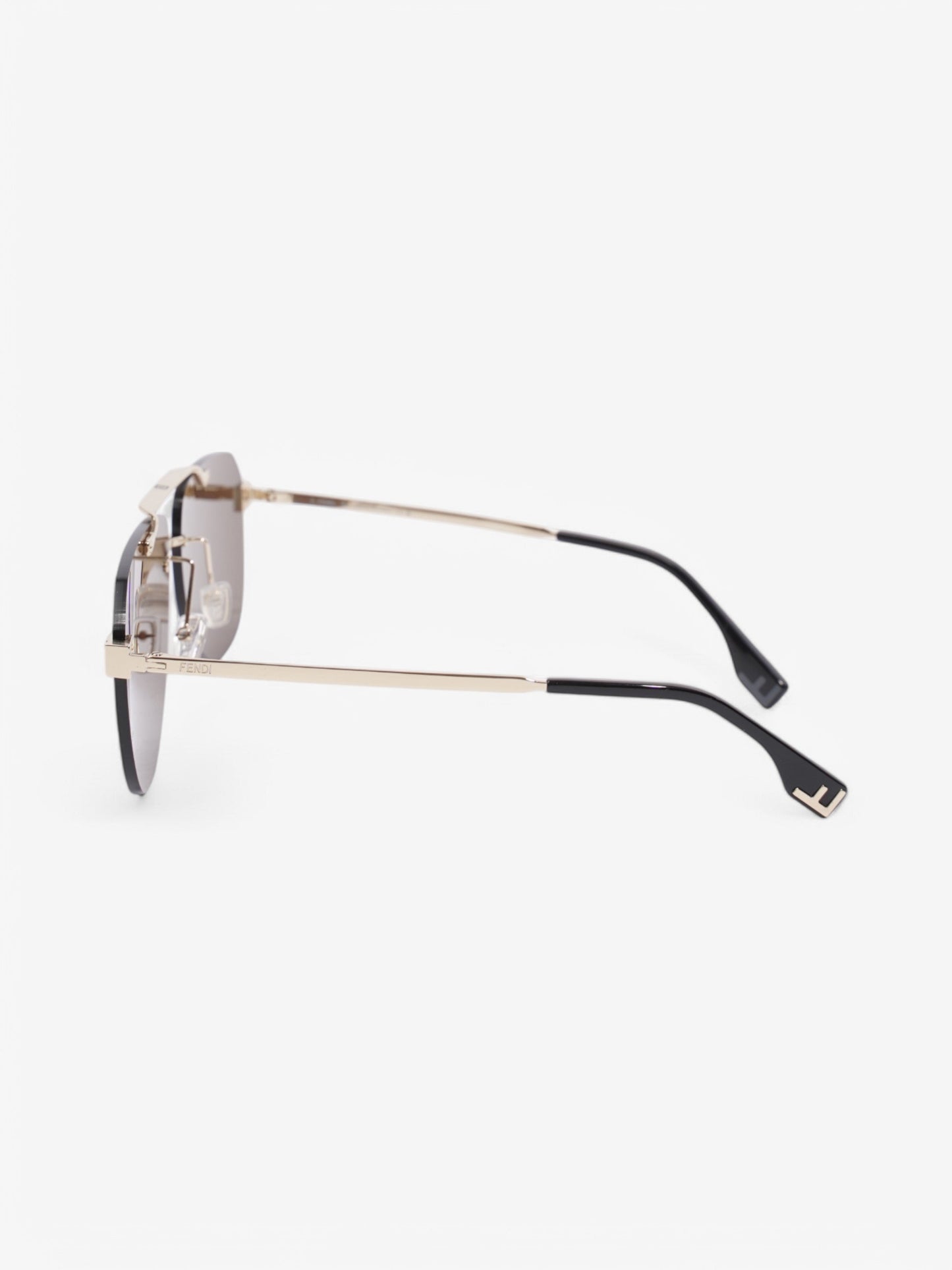 Fendi FF Aviator Sunglasses Black / Light Gold Acetate 145mm