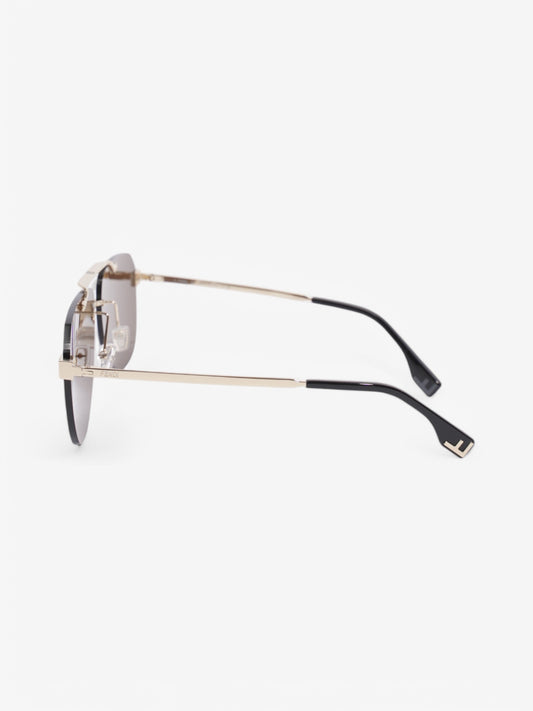 Fendi FF Aviator Sunglasses Black / Light Gold Acetate 145mm