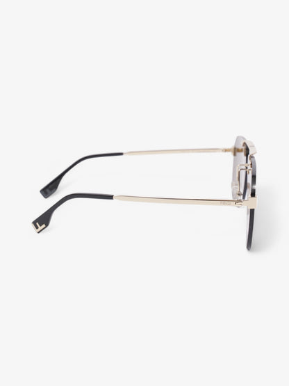 Fendi FF Aviator Sunglasses Black / Light Gold Acetate 145mm