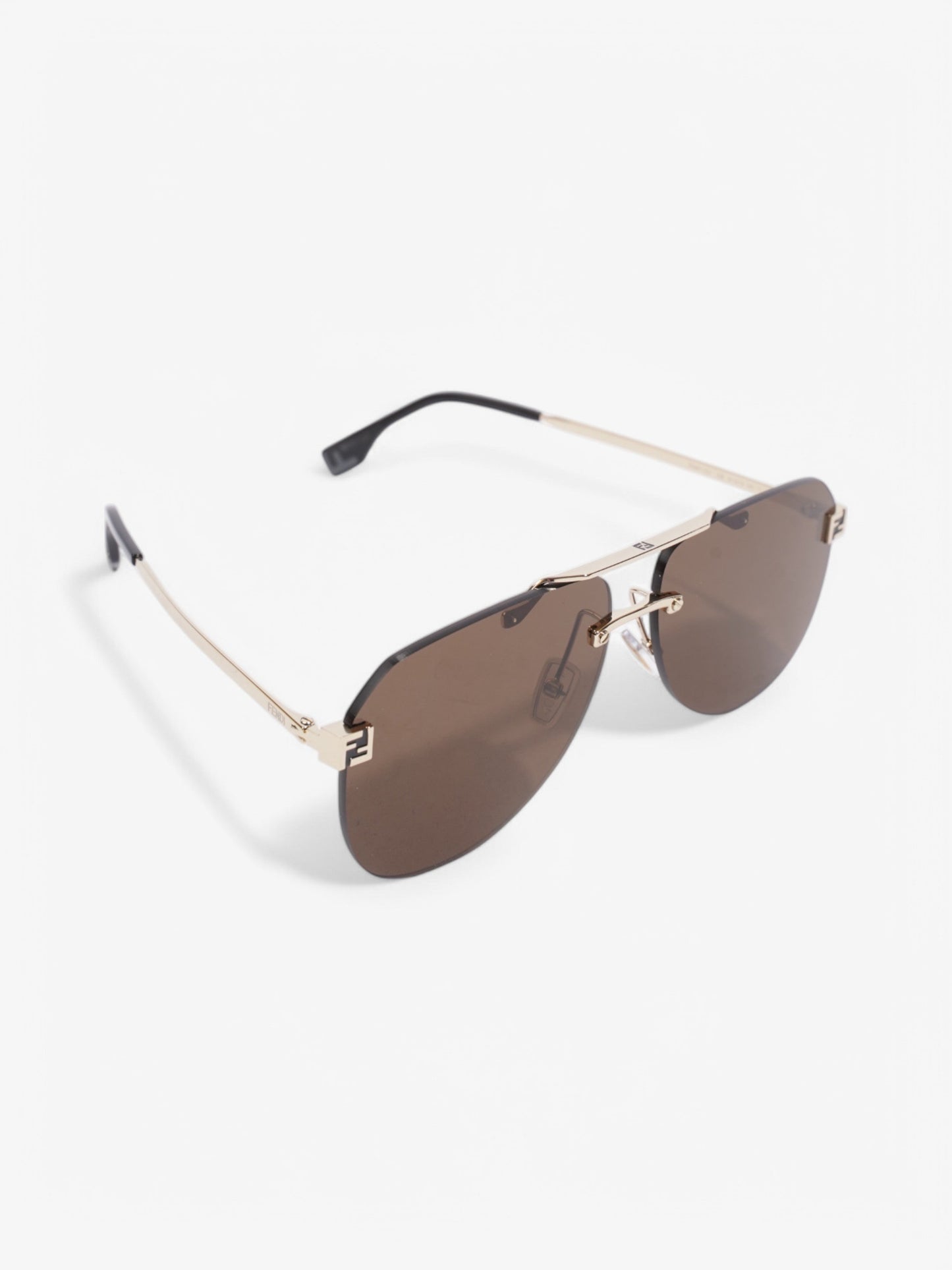 Fendi FF Aviator Sunglasses Black / Light Gold Acetate 145mm