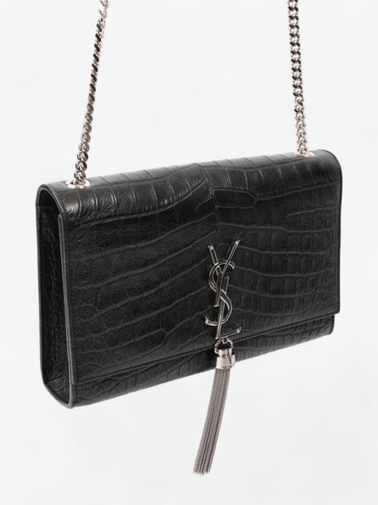 Saint Laurent Kate Tassle Bag Black Embossed Leather Medium
