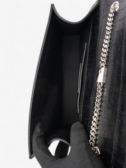 Saint Laurent Kate Tassle Bag Black Embossed Leather Medium