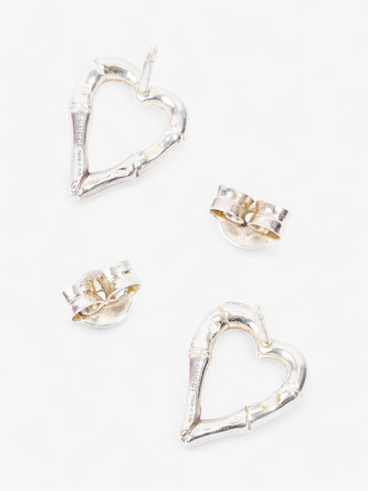 Gucci Bamboo Heart Earrings Silver Silver Sterling
