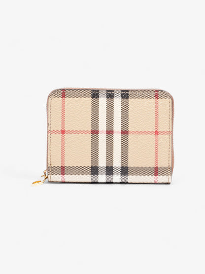 Burberry Small Check Zip Wallet Archive Beige Coated Canvas