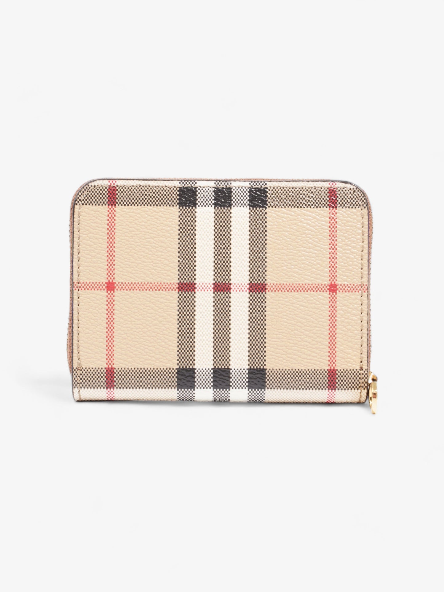 Burberry Small Check Zip Wallet Archive Beige Coated Canvas