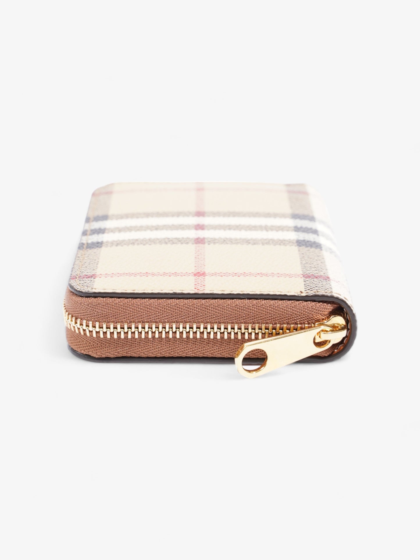 Burberry Small Check Zip Wallet Archive Beige Coated Canvas