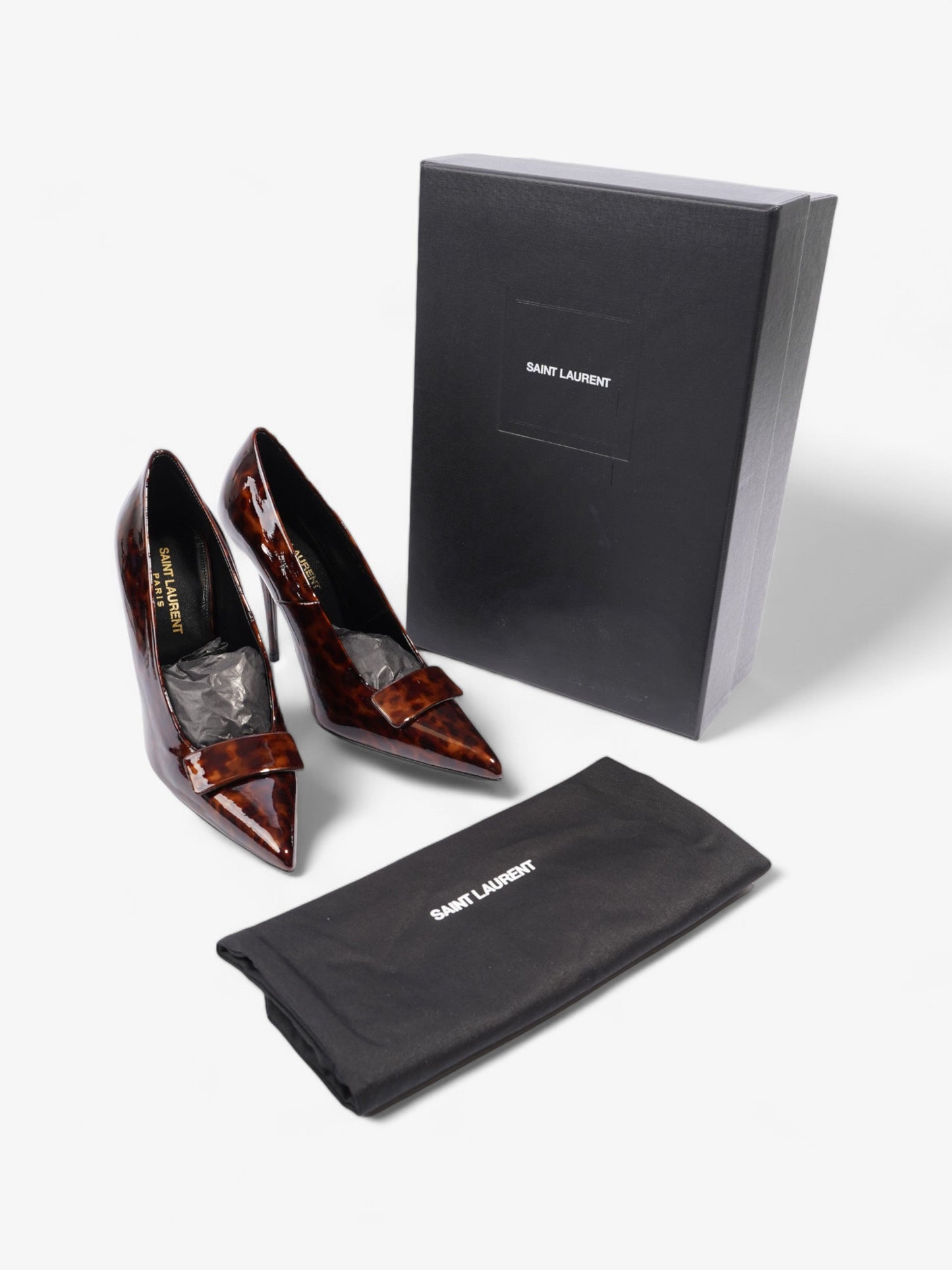 Saint Laurent Tartaruga Heels 100 Brown Patent Leather EU 36 UK 3