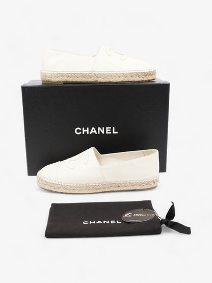 Chanel CC Cap Toe Espadrilles White Leather EU 41 UK 8