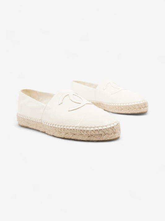 Chanel CC Cap Toe Espadrilles White Leather EU 41 UK 8
