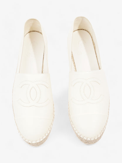 Chanel CC Cap Toe Espadrilles White Leather EU 41 UK 8
