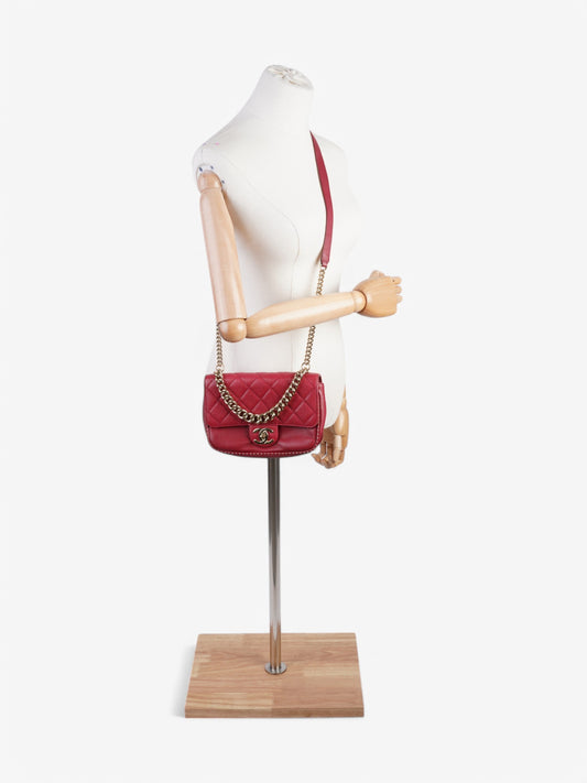 Chanel Small Studded Flap Bag Crimson Caviar Leather