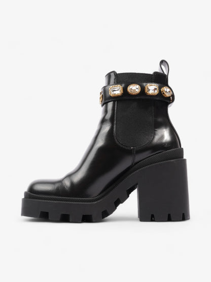Gucci GG Jewelled Heeled Boots 85mm Black Leather EU 37 UK 4