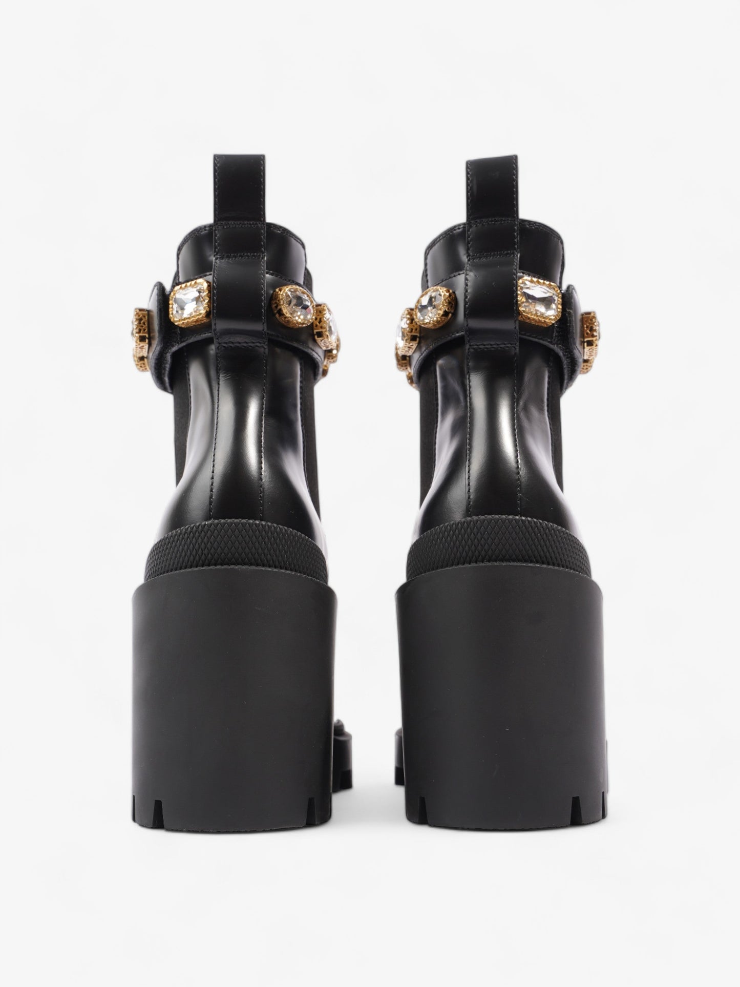Gucci GG Jewelled Heeled Boots 85mm Black Leather EU 37 UK 4