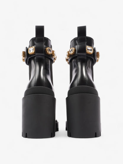 Gucci GG Jewelled Heeled Boots 85mm Black Leather EU 37 UK 4