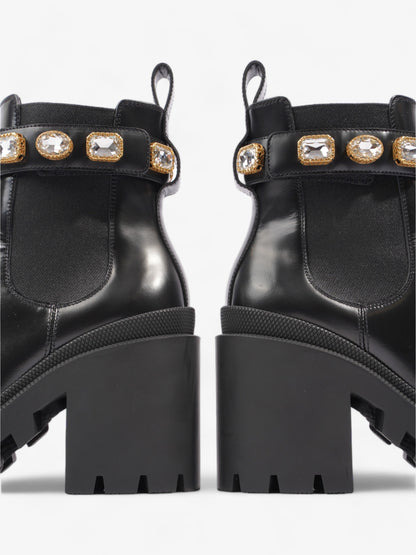 Gucci GG Jewelled Heeled Boots 85mm Black Leather EU 37 UK 4