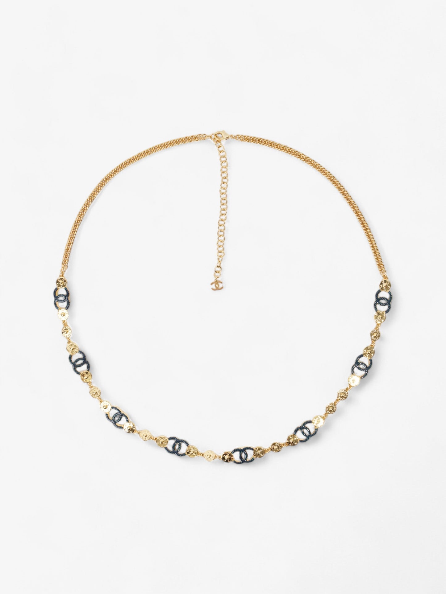 Chanel CC 8 Motif Necklace Gold / Blue Base Metal