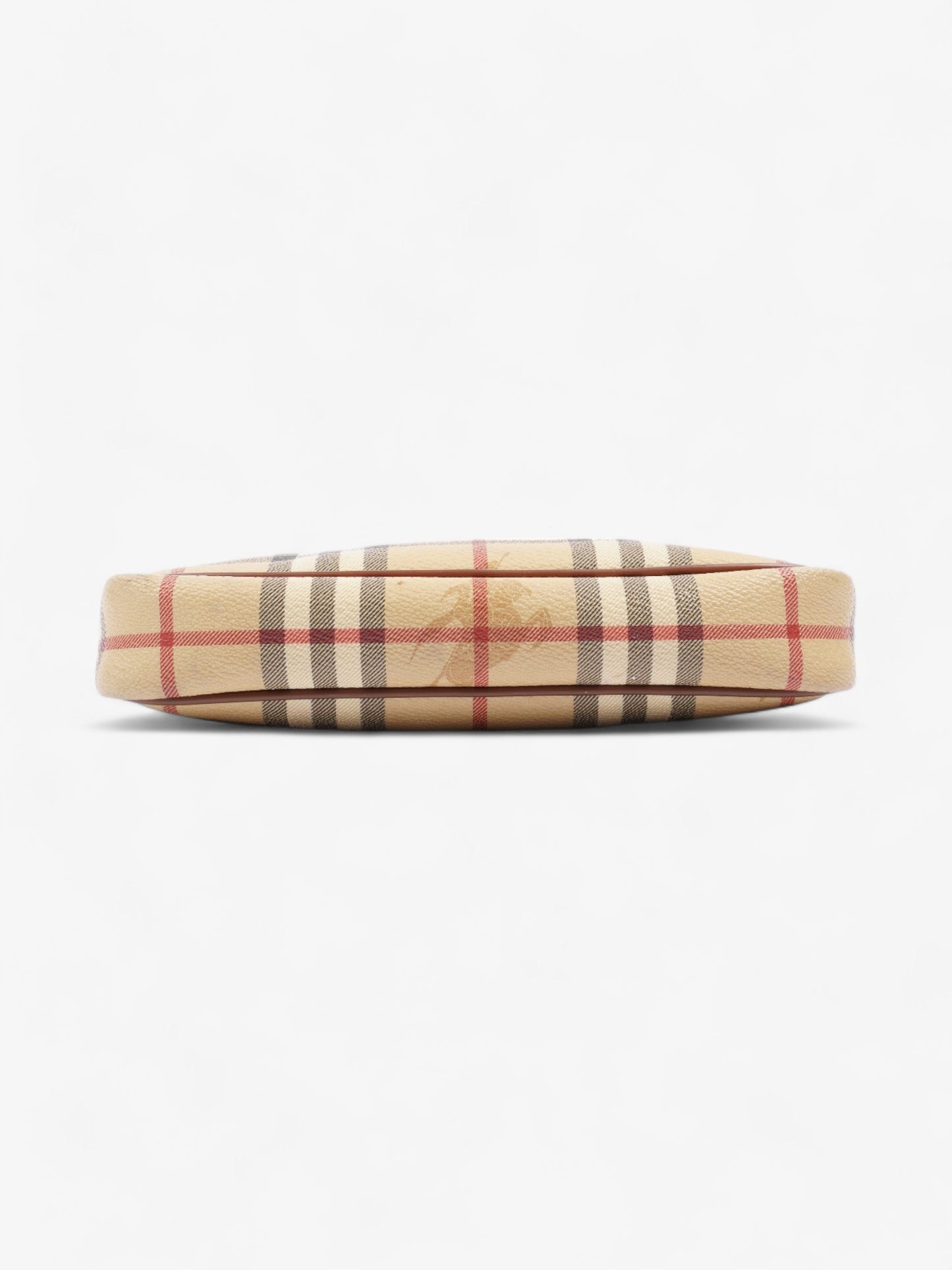 Burberry Classic Zip Shoulder Haymarket Check / Brown Leather Coated Canvas