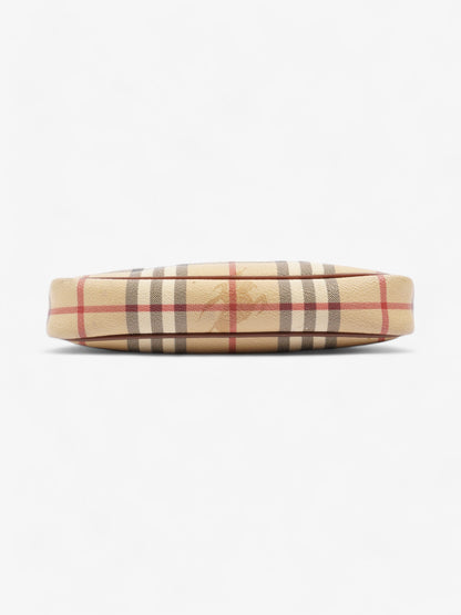 Burberry Classic Zip Shoulder Haymarket Check / Brown Leather Coated Canvas