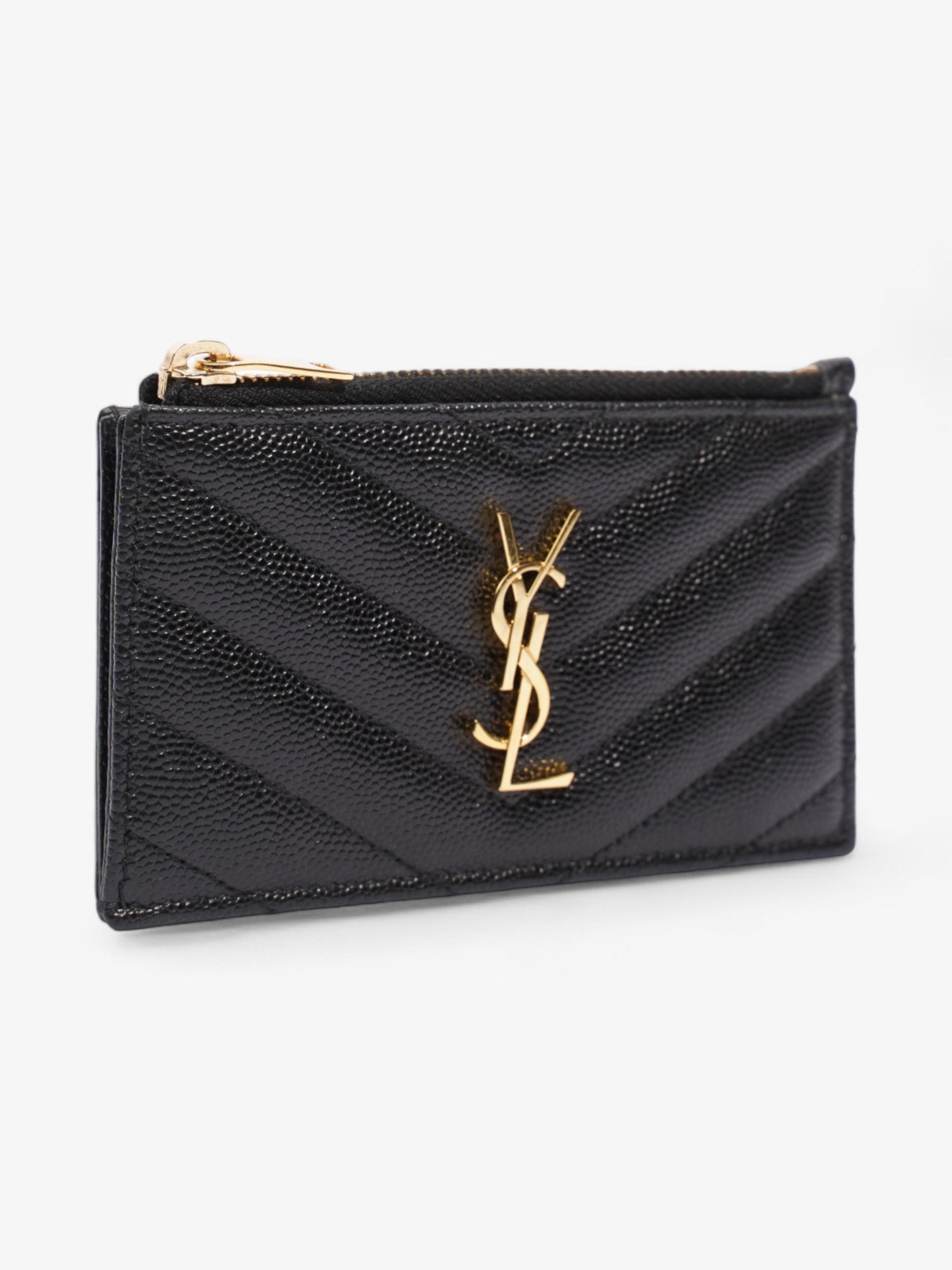 Saint Laurent Fragments Zip Card Case Black Leather