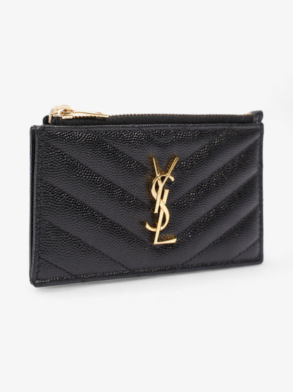 Saint Laurent Fragments Zip Card Case Black Leather