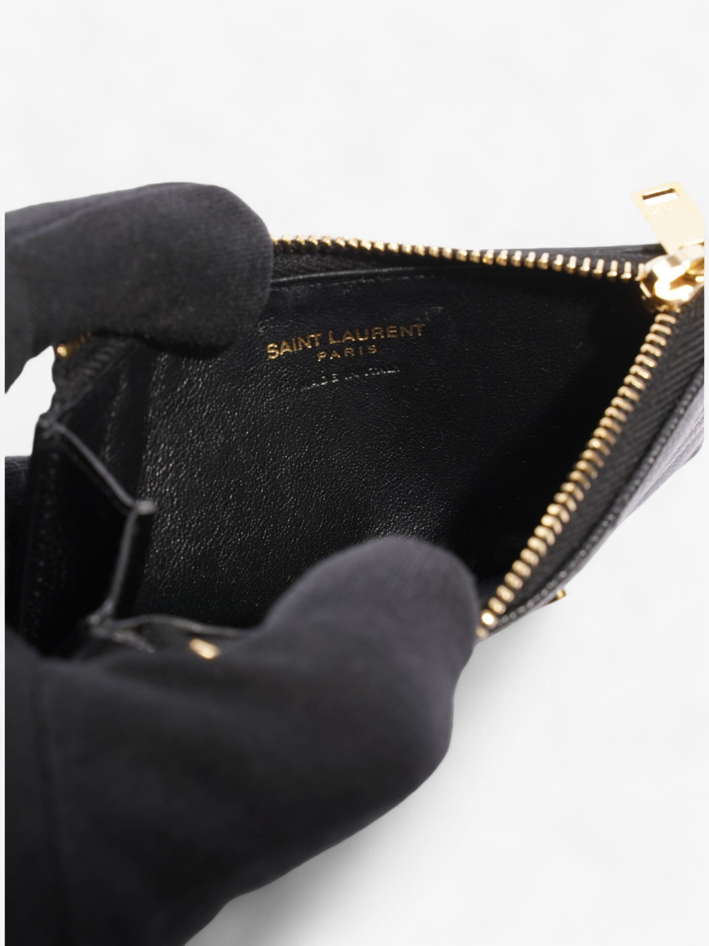 Saint Laurent Fragments Zip Card Case Black Leather