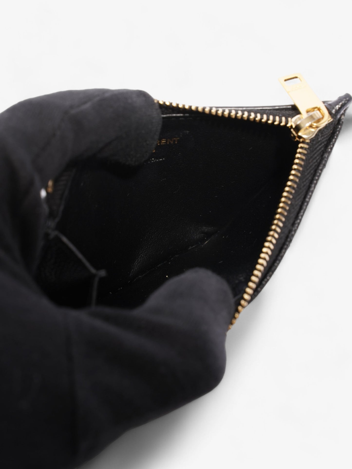 Saint Laurent Fragments Zip Card Case Black Leather