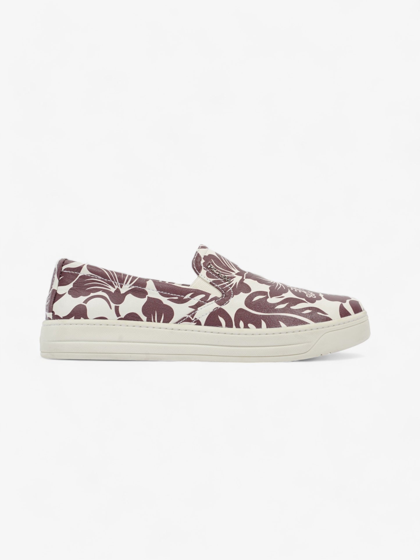 Prada Round Toe Vans Slip On White / Maroon Leather EU 37 UK 4