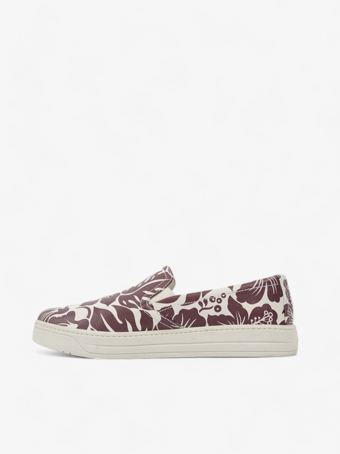 Prada Round Toe Vans Slip On White / Maroon Leather EU 37 UK 4