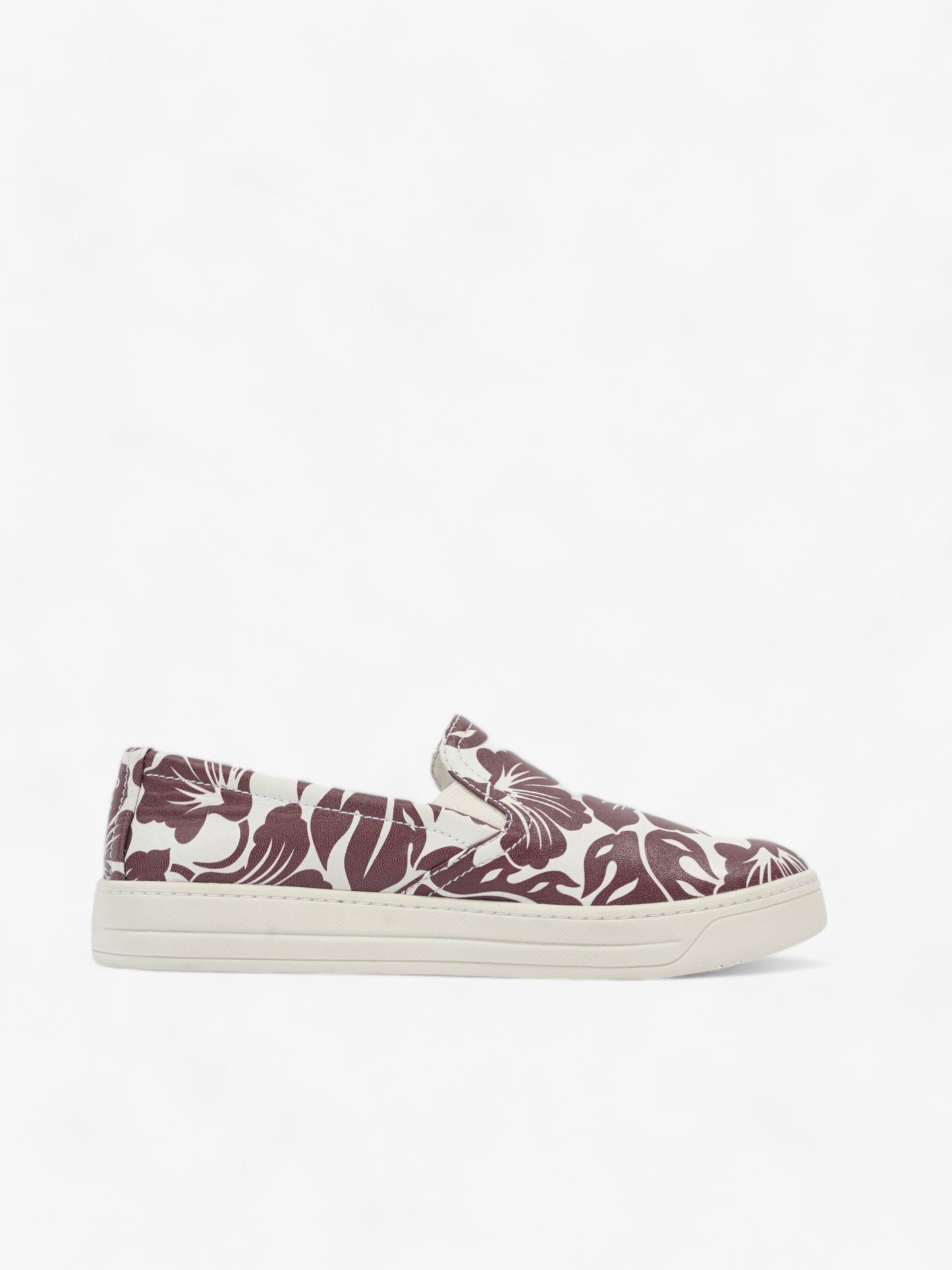 Prada Round Toe Vans Slip On White / Maroon Leather EU 37 UK 4