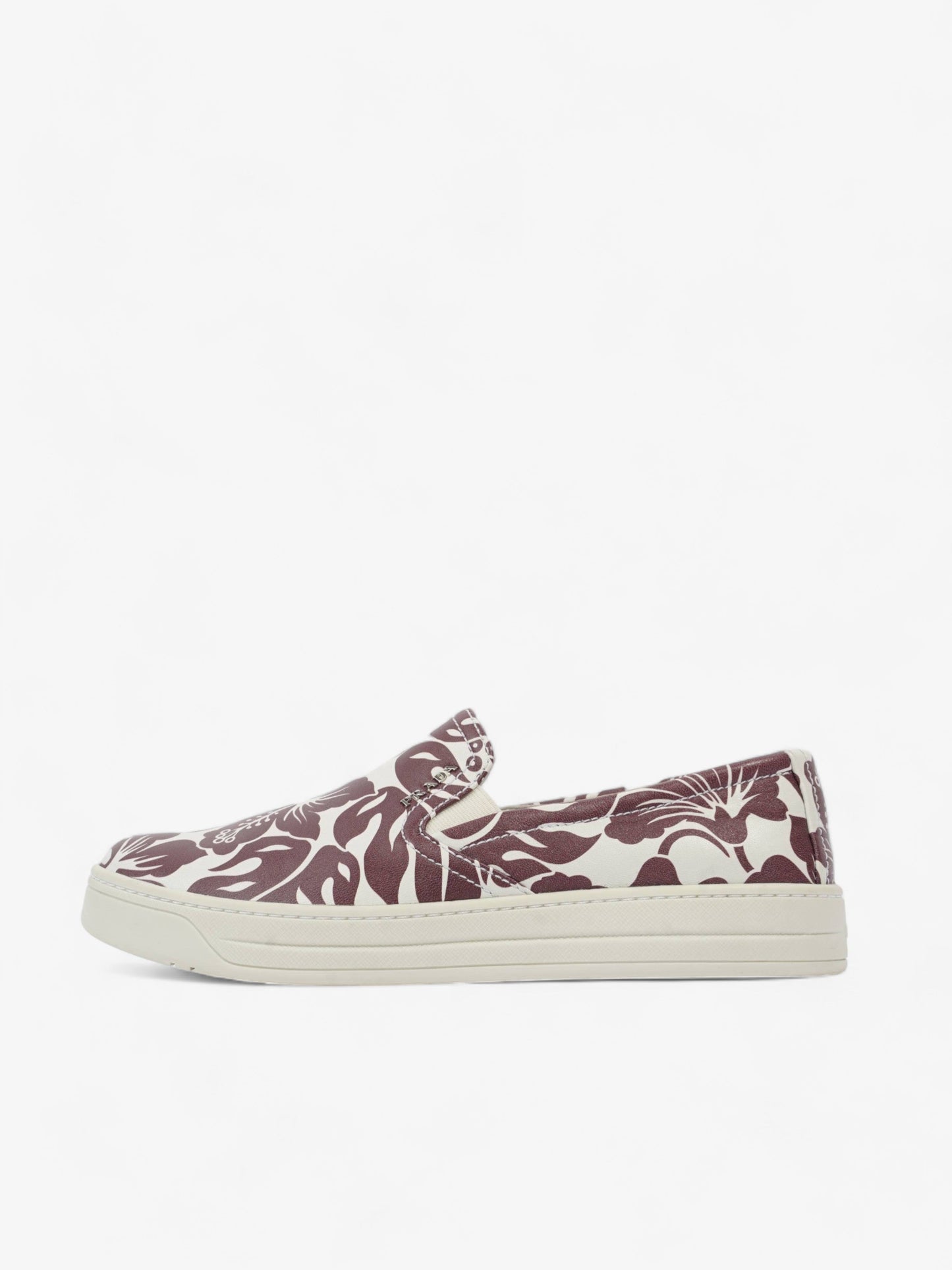 Prada Round Toe Vans Slip On White / Maroon Leather EU 37 UK 4