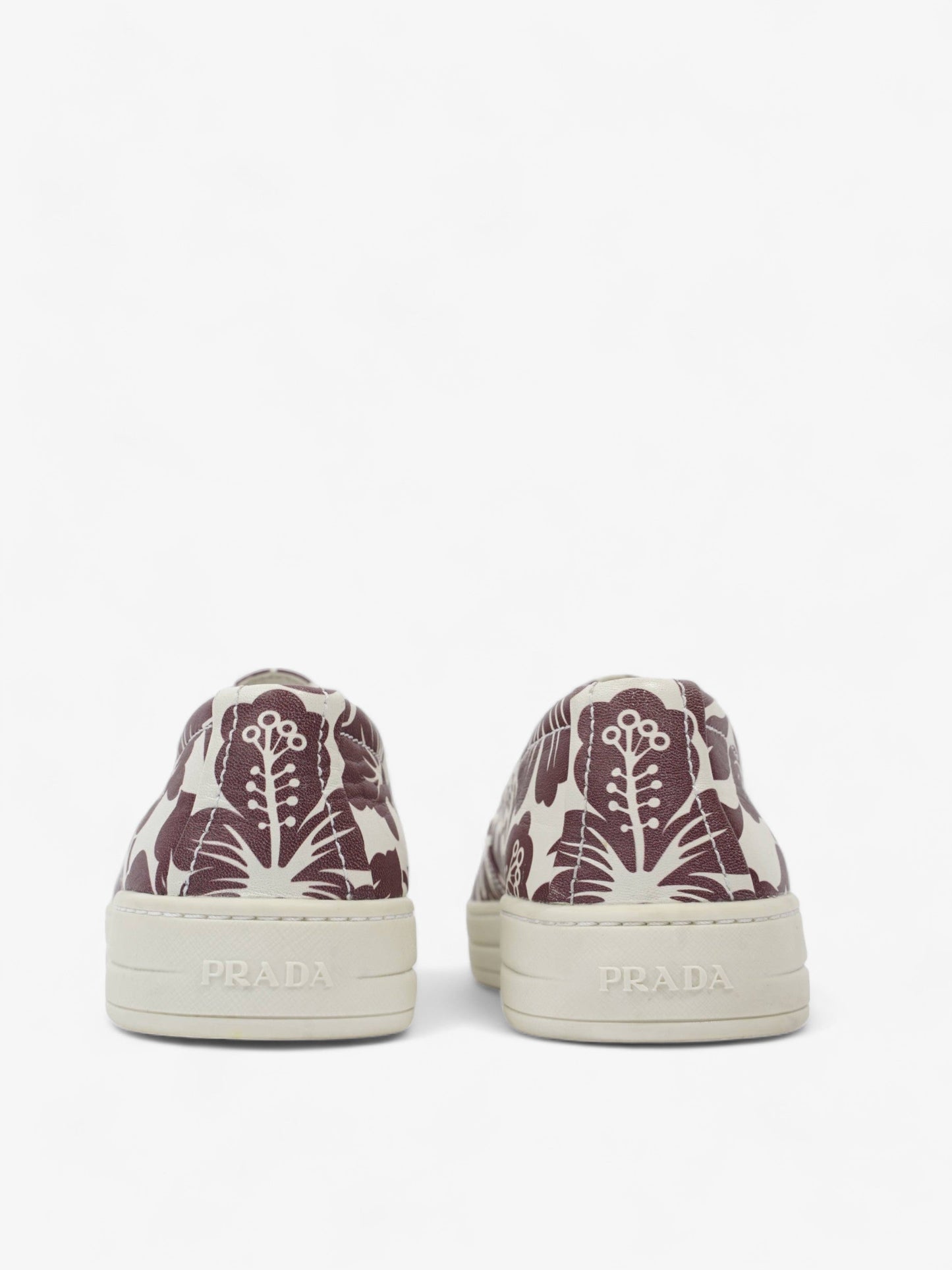 Prada Round Toe Vans Slip On White / Maroon Leather EU 37 UK 4