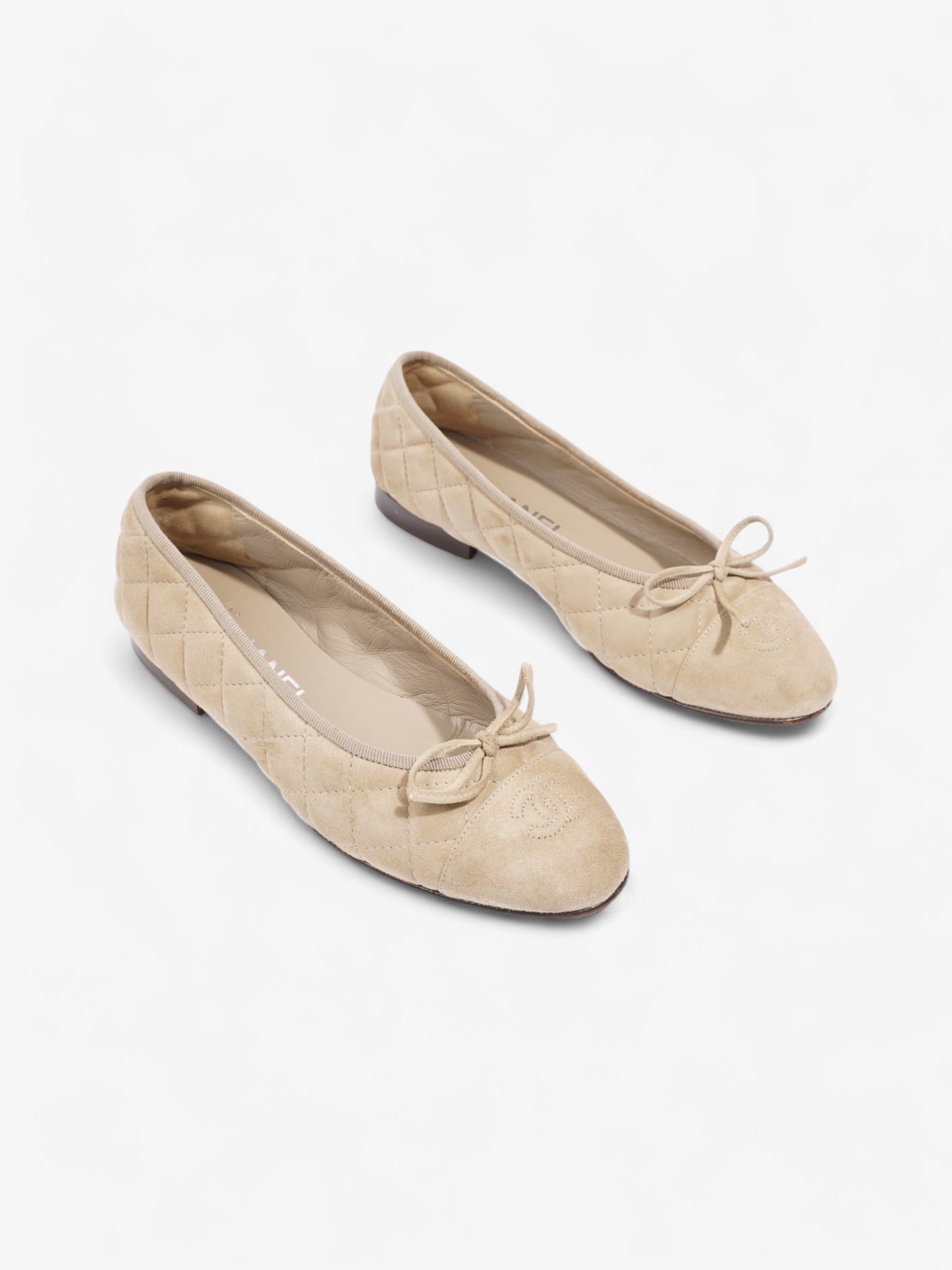 Chanel CC Ballet Flats  Beige  Suede EU 37 UK 4