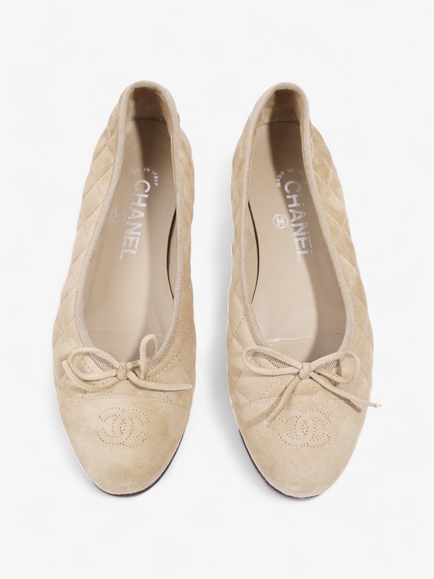 Chanel CC Ballet Flats  Beige  Suede EU 37 UK 4