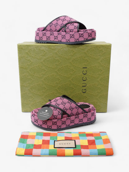 Gucci Crossover Platform Sandal Pink And Navy GG Supreme Canvas EU 36.5 UK 4.5