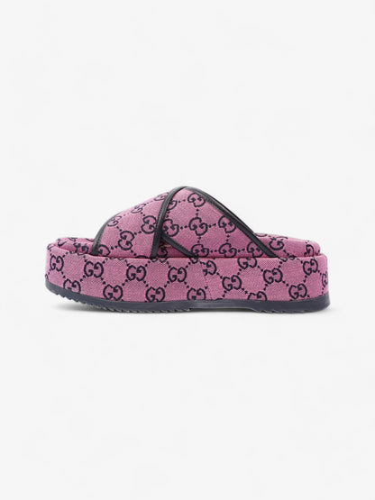 Gucci Crossover Platform Sandal Pink And Navy GG Supreme Canvas EU 36.5 UK 4.5