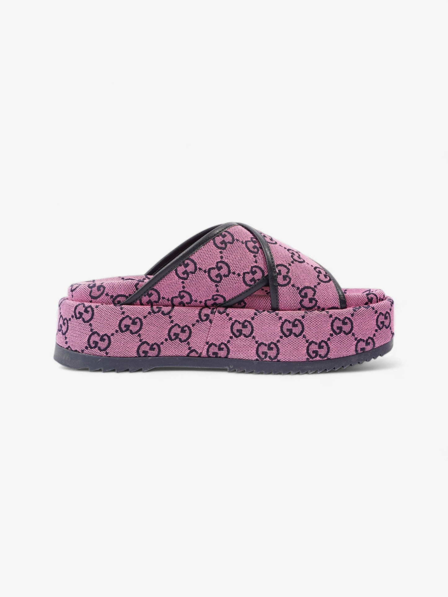 Gucci Crossover Platform Sandal Pink And Navy GG Supreme Canvas EU 36.5 UK 4.5