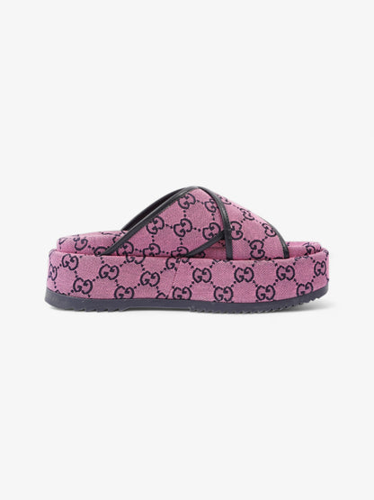 Gucci Crossover Platform Sandal Pink And Navy GG Supreme Canvas EU 36.5 UK 4.5