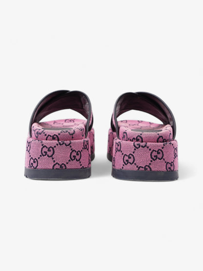 Gucci Crossover Platform Sandal Pink And Navy GG Supreme Canvas EU 36.5 UK 4.5