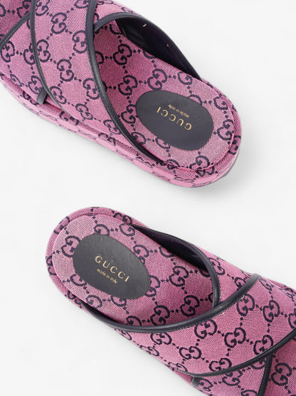Gucci Crossover Platform Sandal Pink And Navy GG Supreme Canvas EU 36.5 UK 4.5