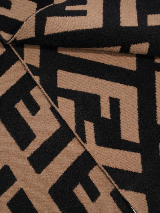 Fendi FF Scarf Brown  / Black Wool