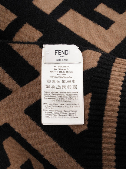 Fendi FF Scarf Brown  / Black Wool