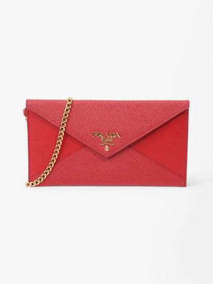 Prada Envelope Wristlet Red Saffiano Leather