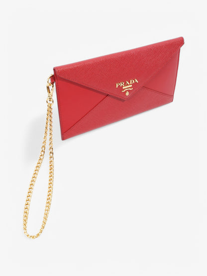 Prada Envelope Wristlet Red Saffiano Leather