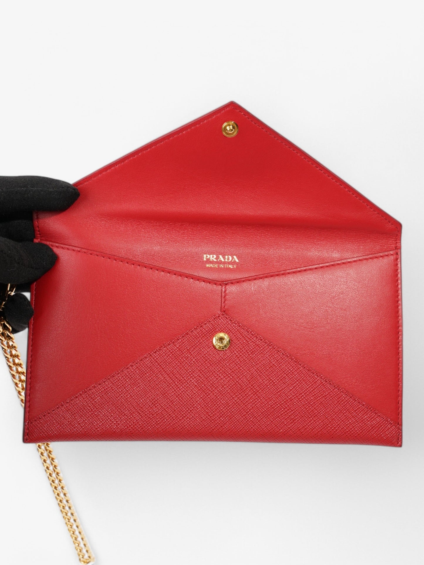 Prada Envelope Wristlet Red Saffiano Leather