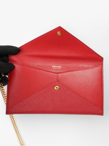Prada Envelope Wristlet Red Saffiano Leather